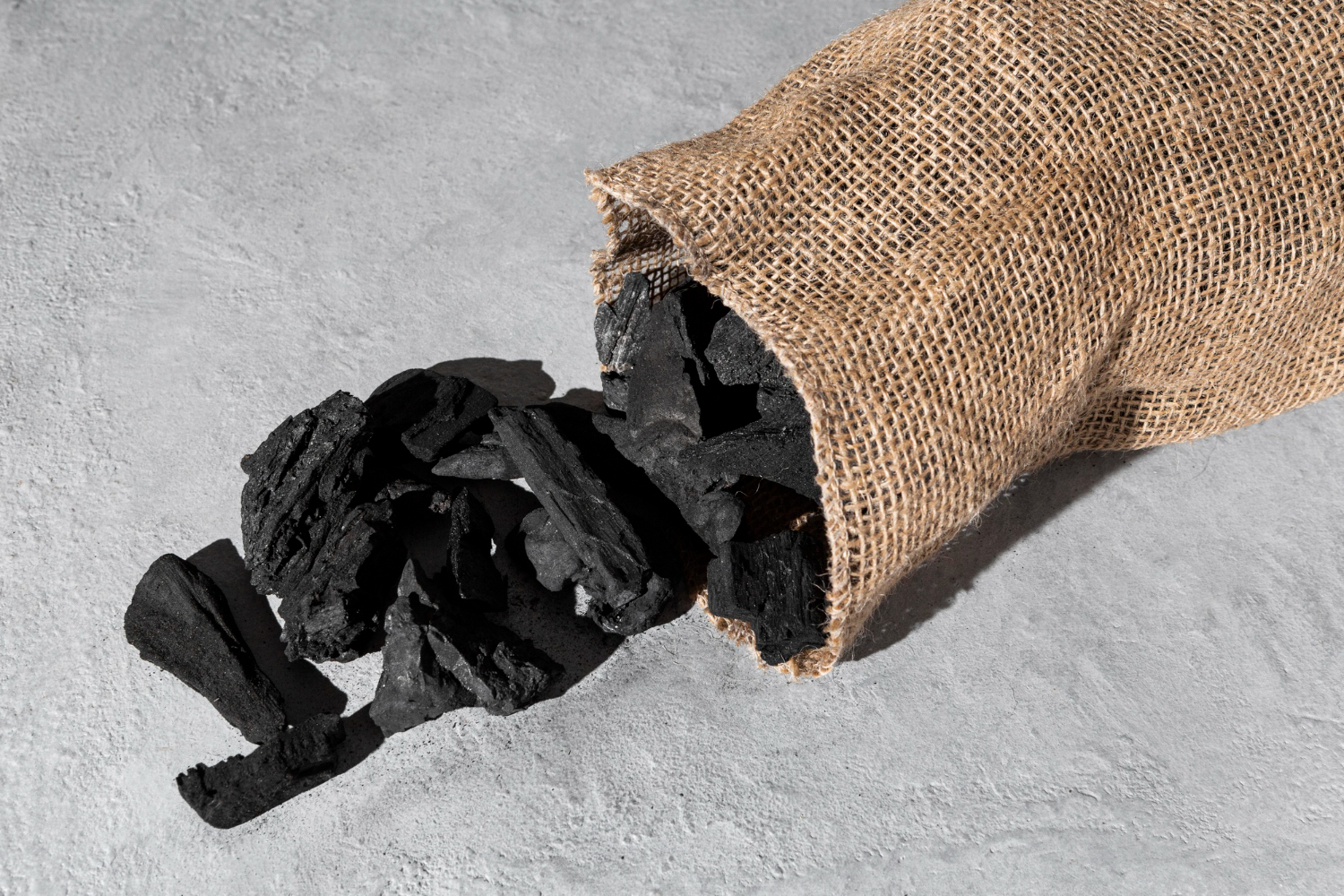 Coal in jute bag