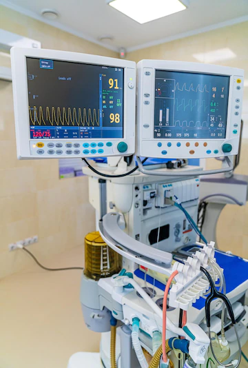 ECG machine and result display on the monitor screen
