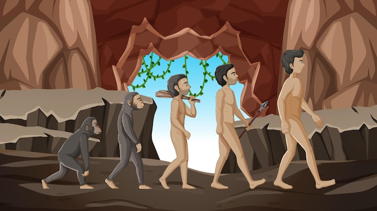 Visual description of human evolution cartoon stages