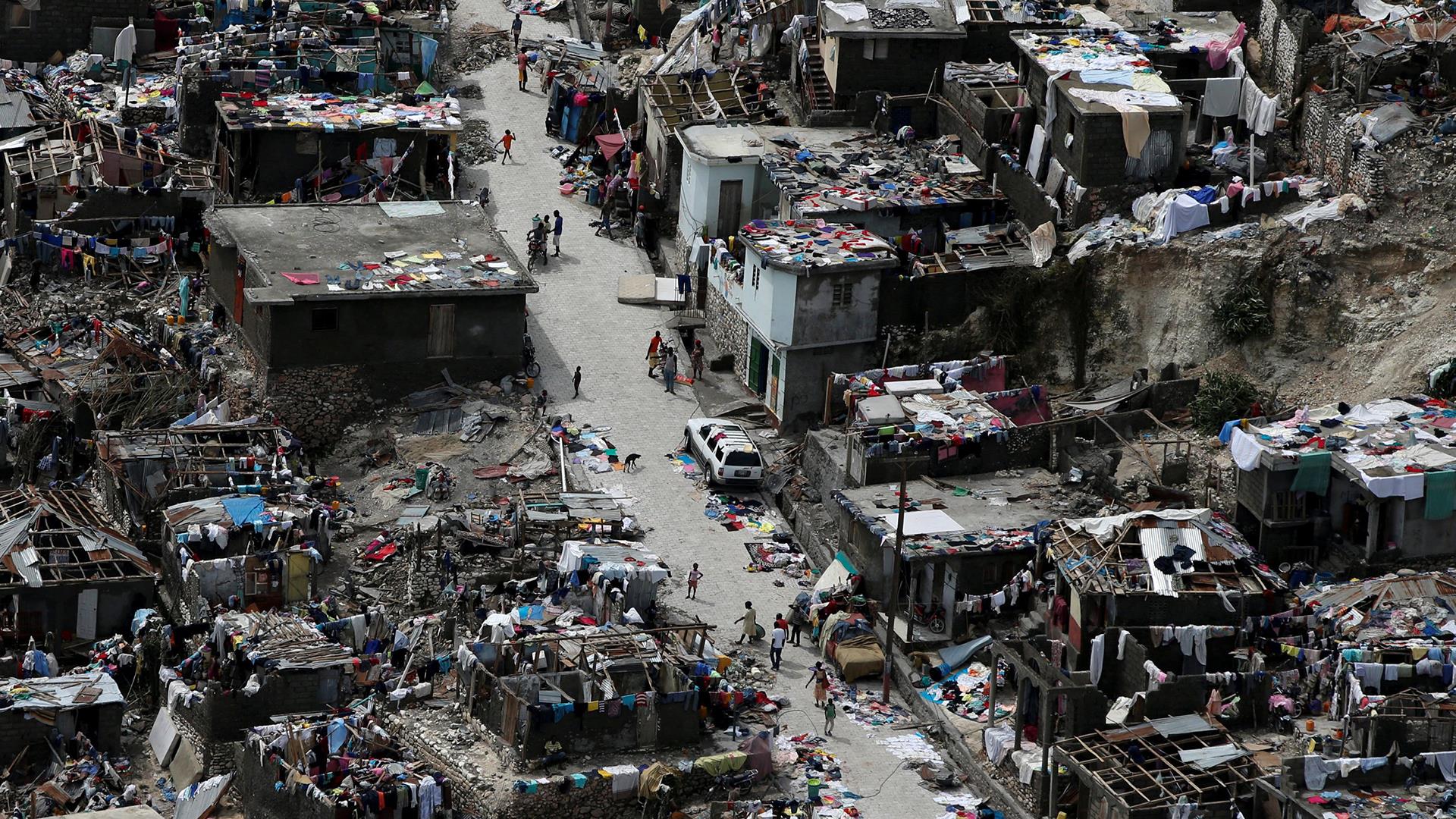A bird's eye view of a slum in Haiti
