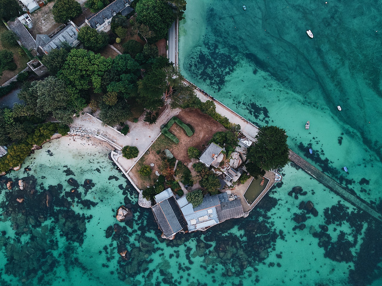 Top View of Beach And Mansions