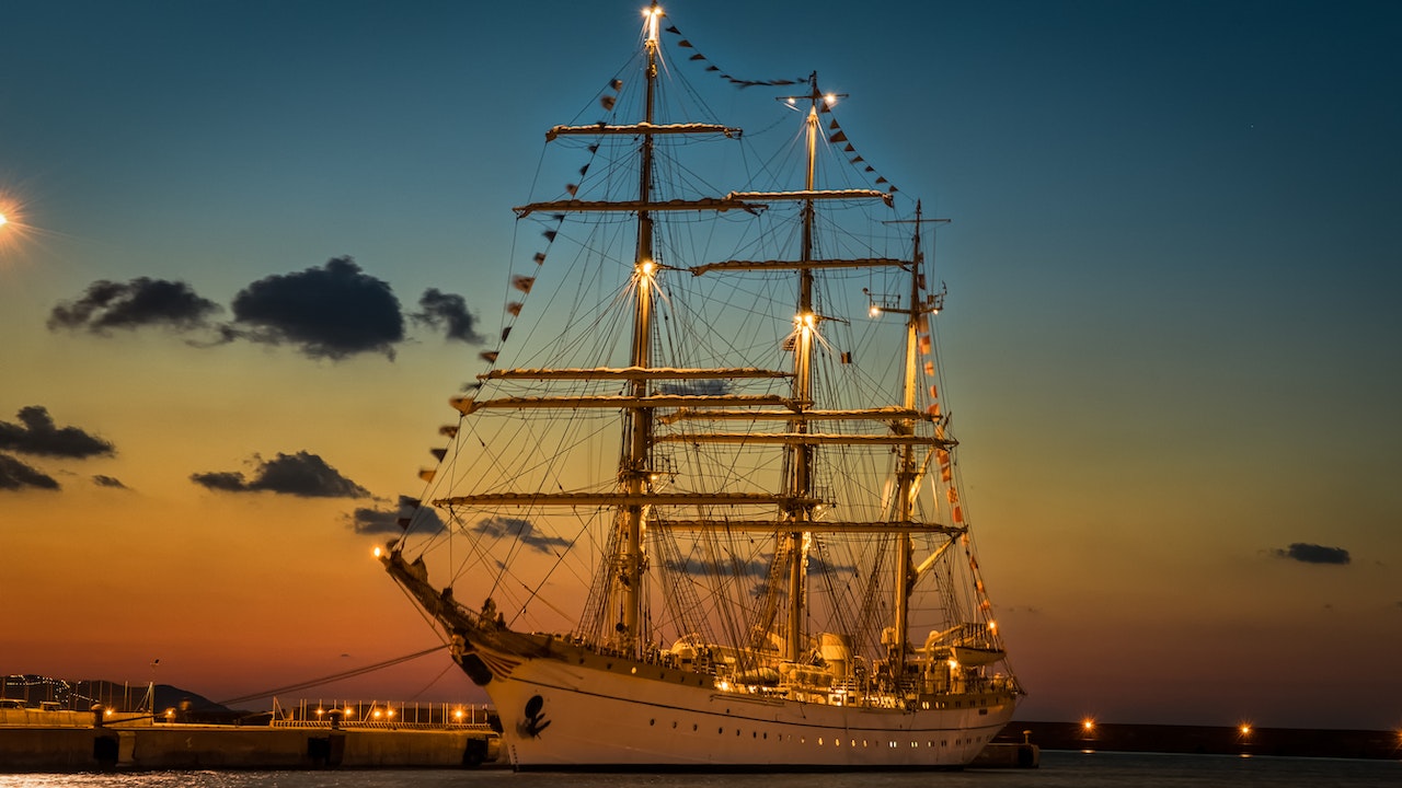 White Ship during Golden Hour