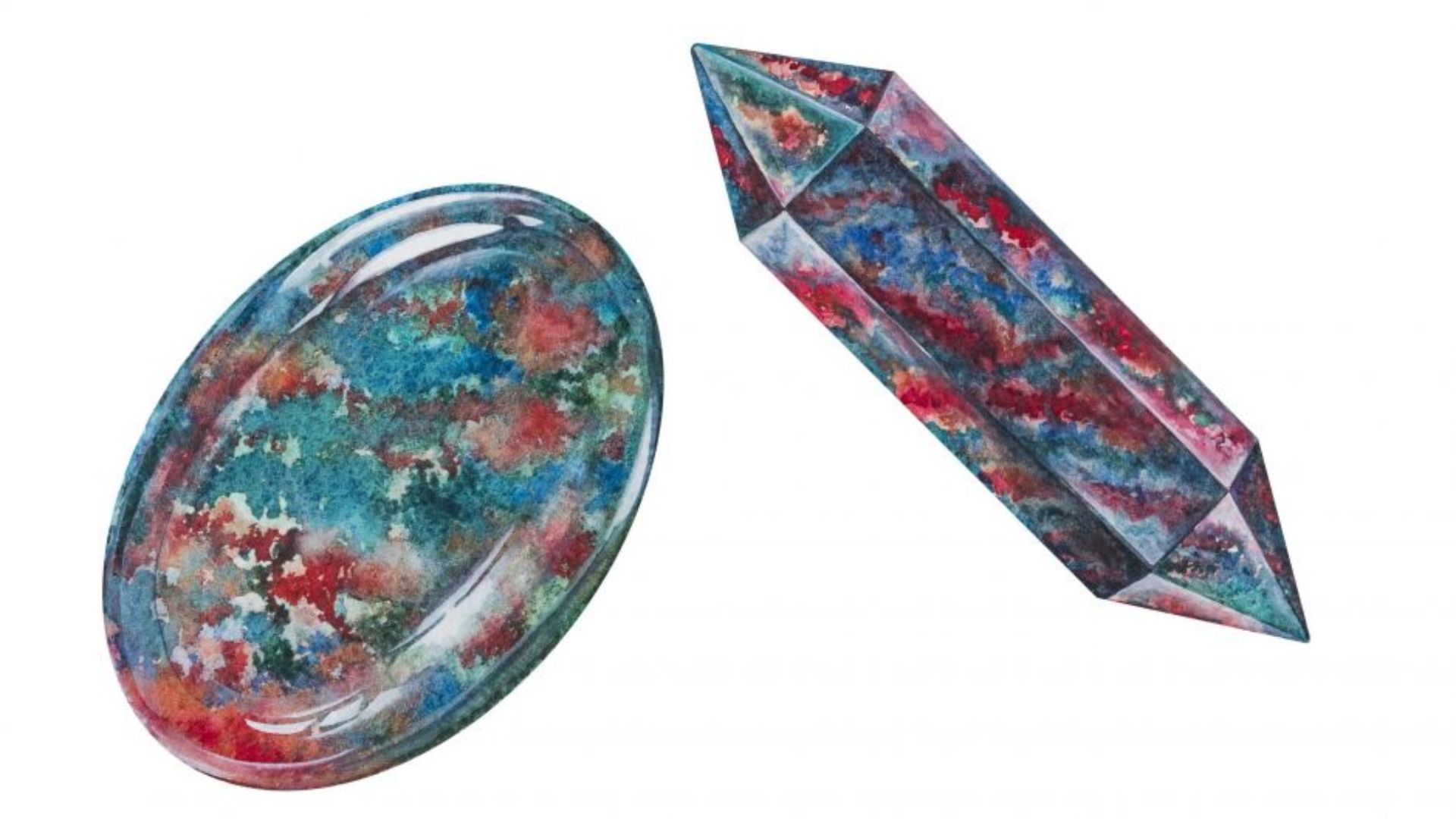 Oval And Pencil-Shaped Bloodstone Gems