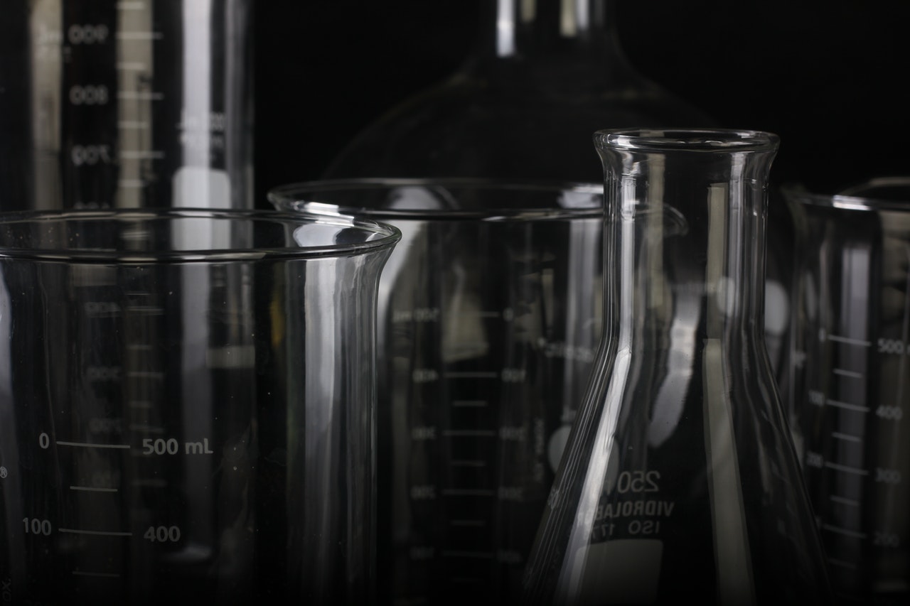 Erlenmeyer flasks and beakers
