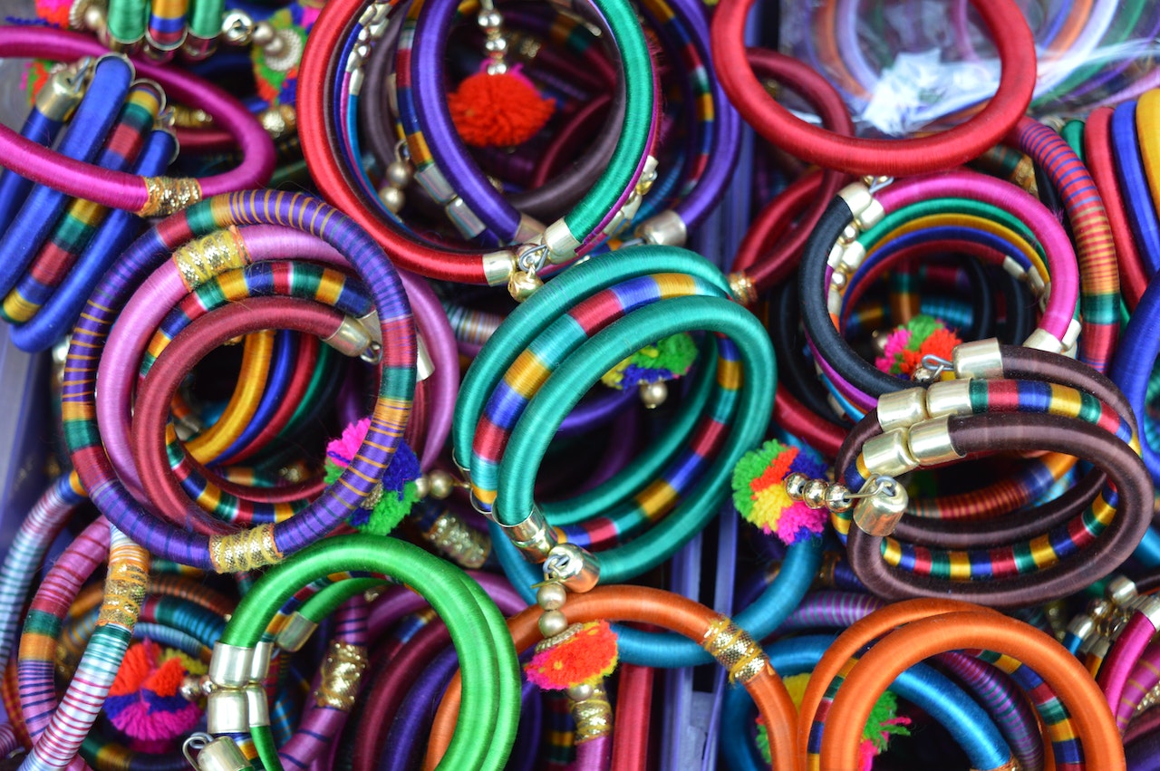 Pile Of Women's Assorted Colored Bangles