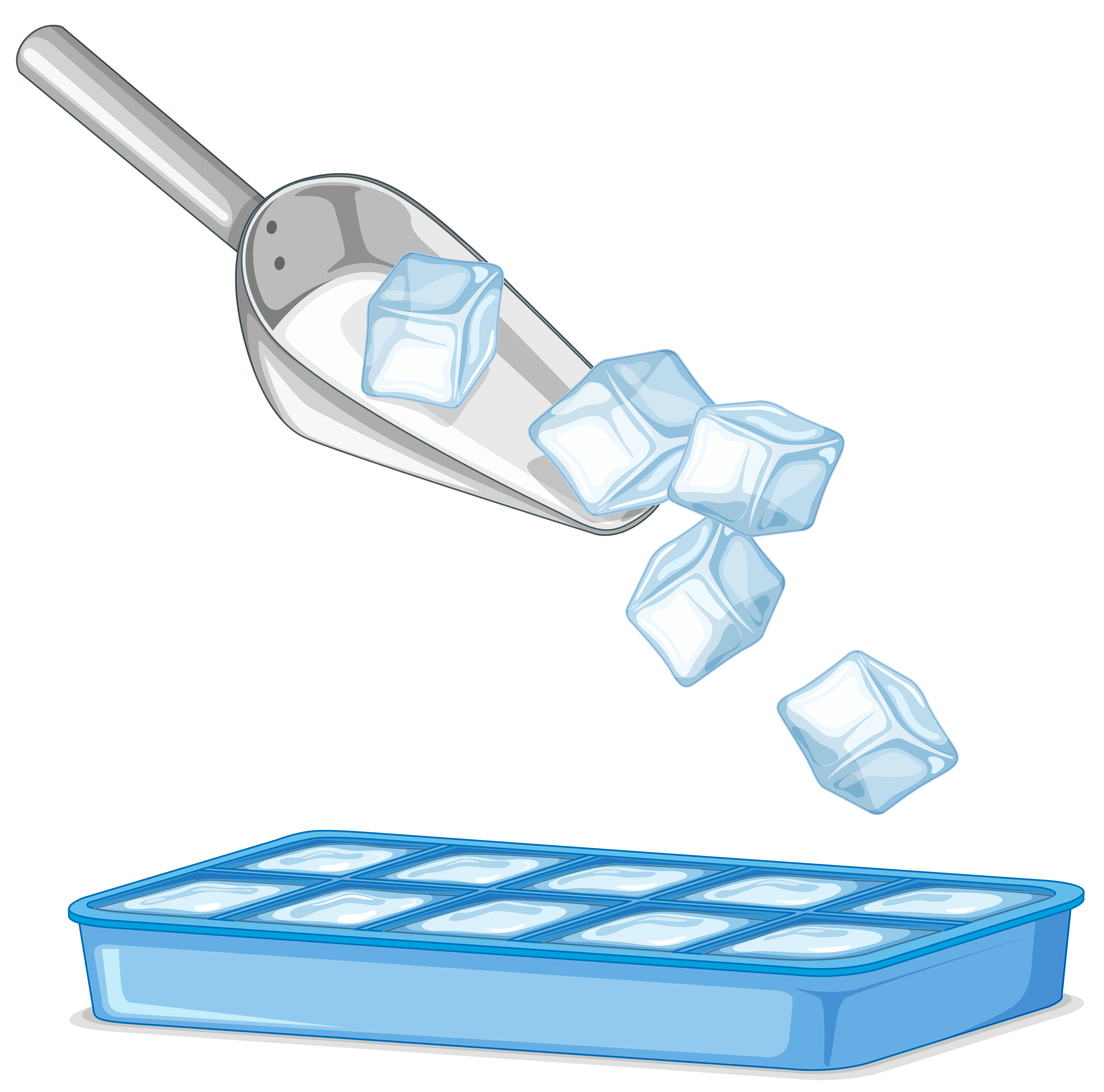 Visual description of ice cubes.