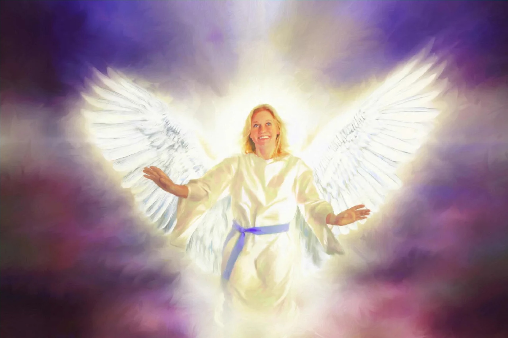 A Women In White Angelic Wings Wearing White Dress