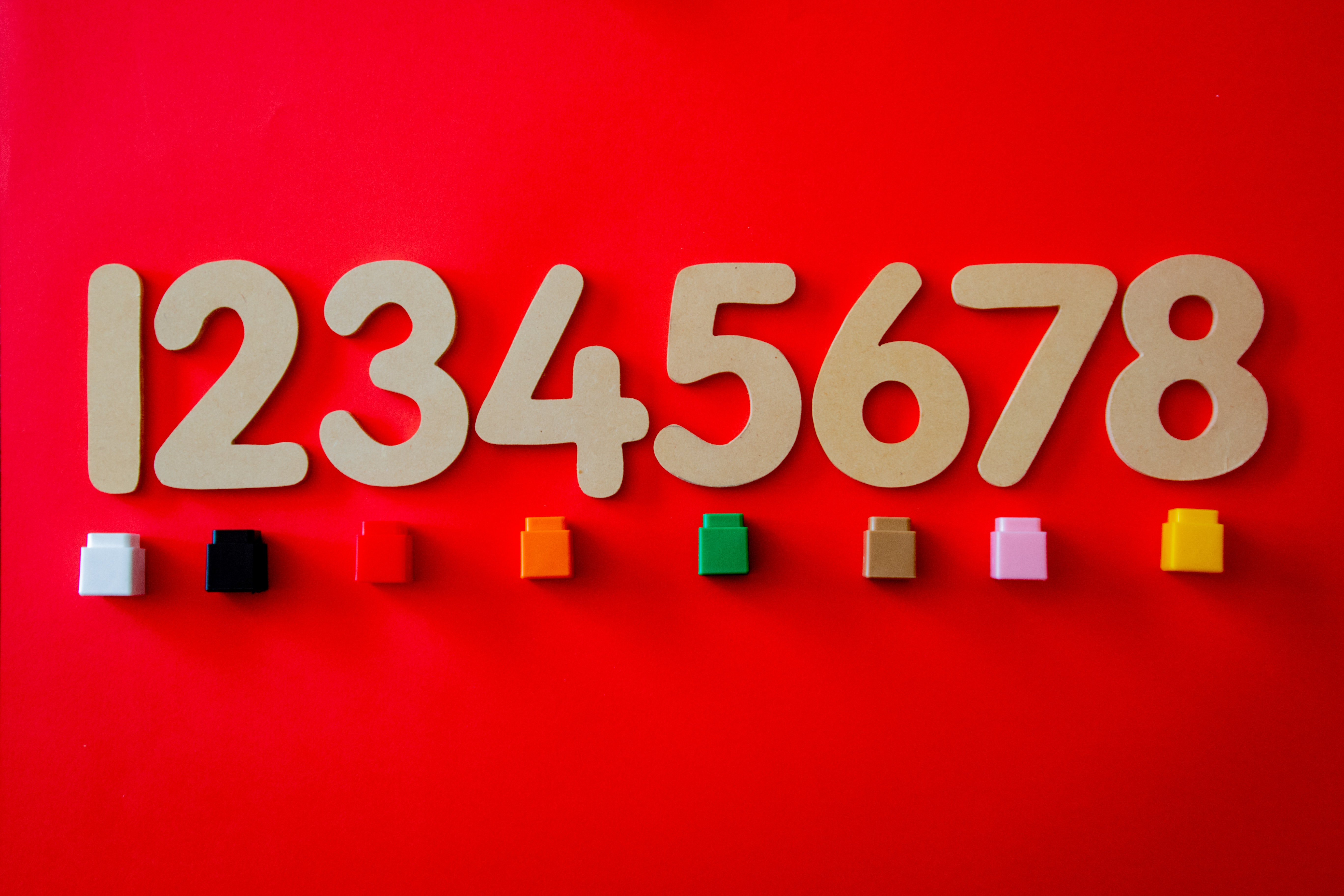 Number placed on a red surface