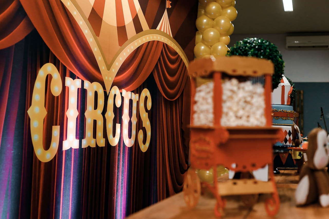 Circus Theme Party with a popcorn machine
