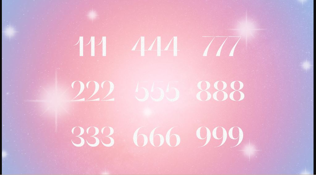 Three digits Angel numbers written in white well arranged in three lines