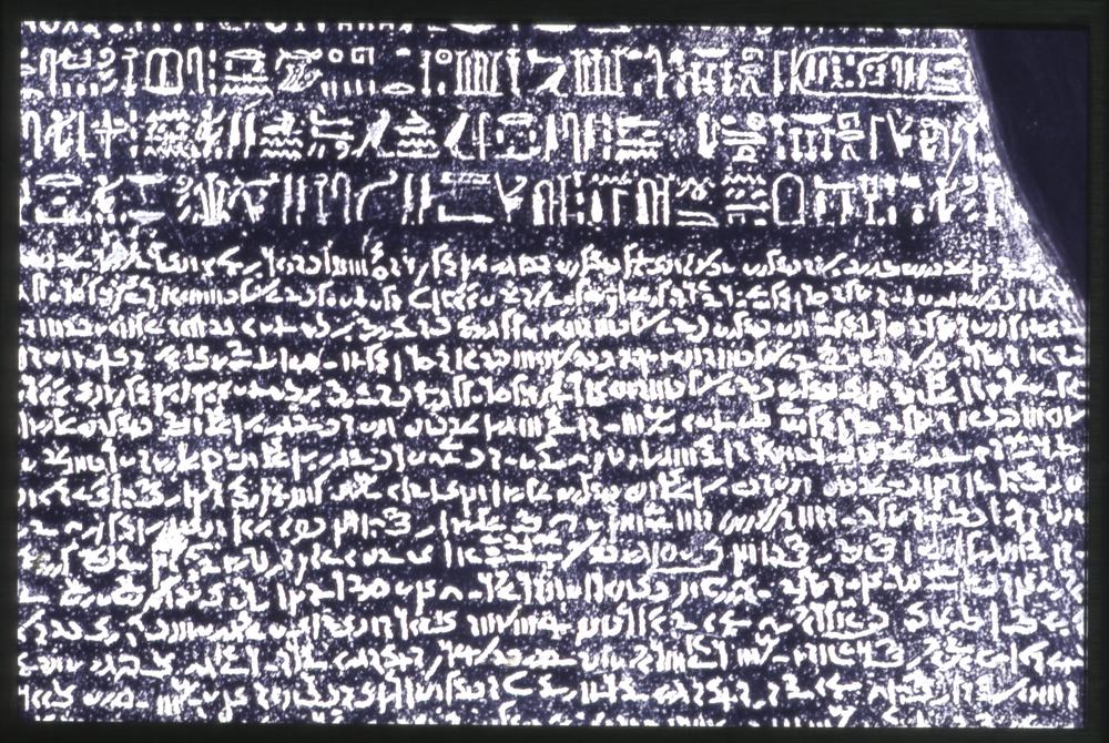 Lot of inscriptions on a Rosetta stone
