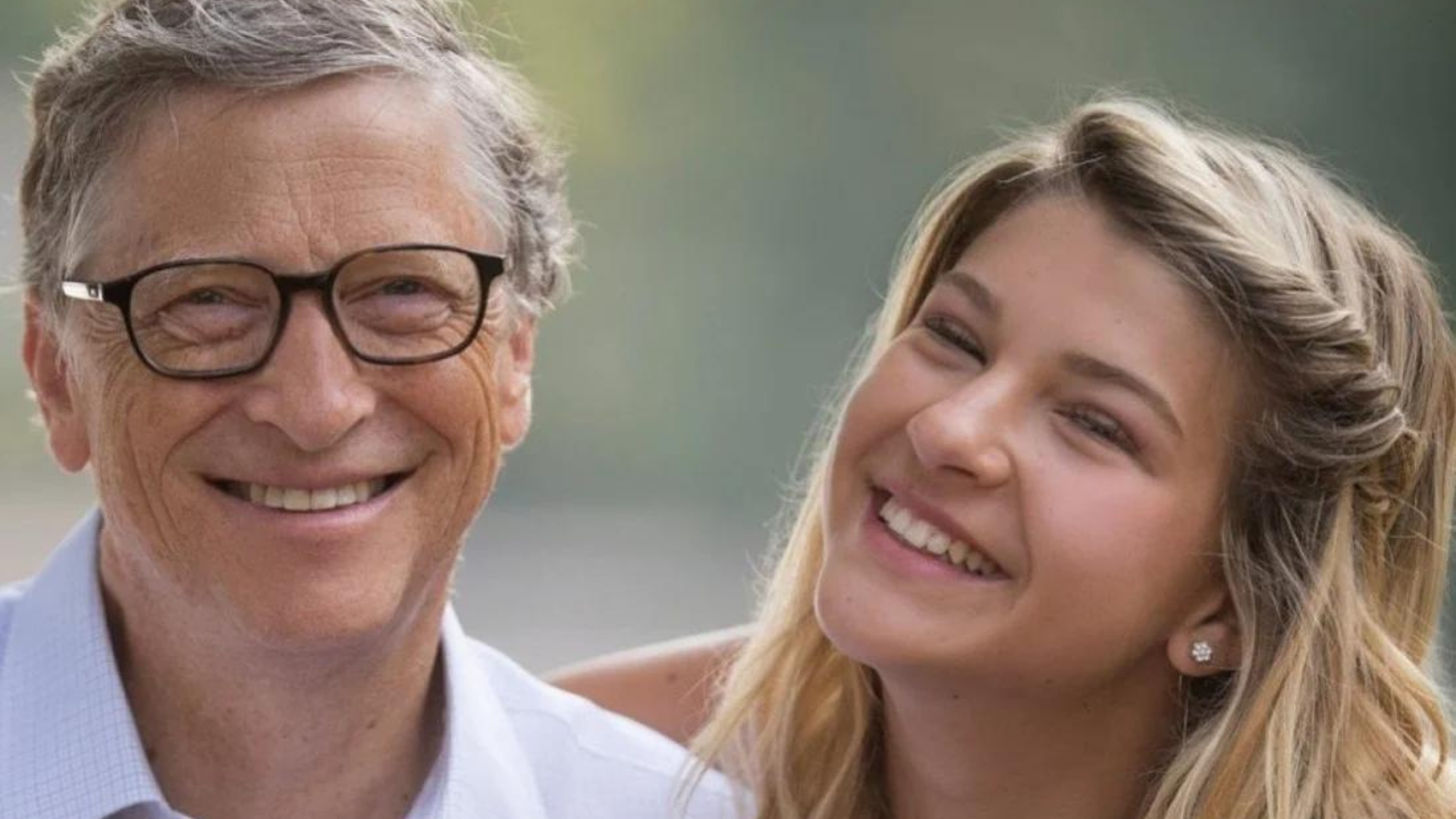Phoebe Adele Gates smiling with her father bill gates