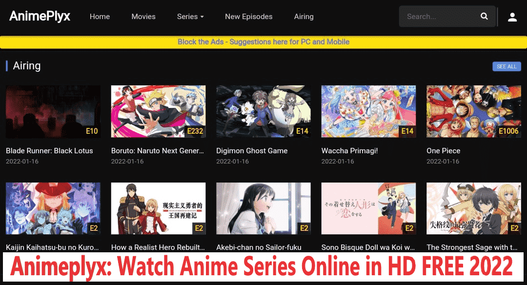 AnimePlyx website main page