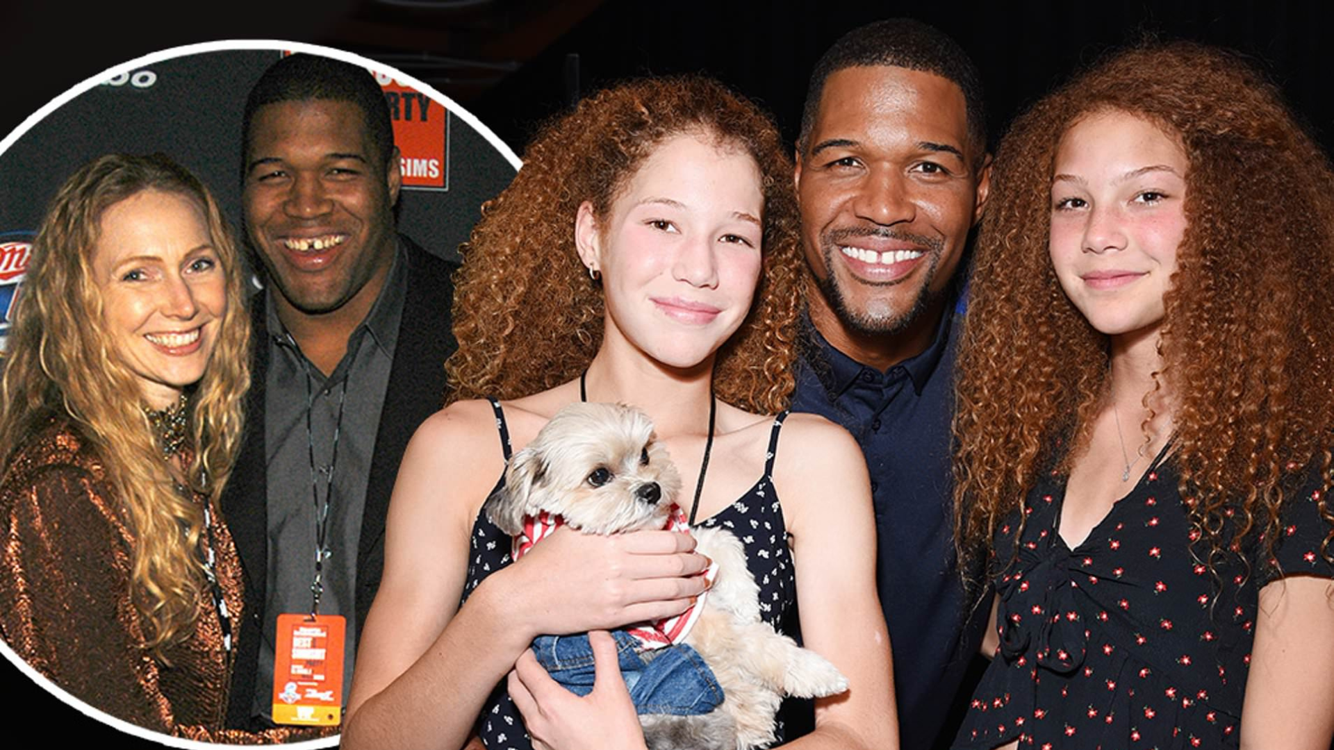Jean Muggli and Michael Strahan happily together on the left and Michael Strahan with his twin on the right