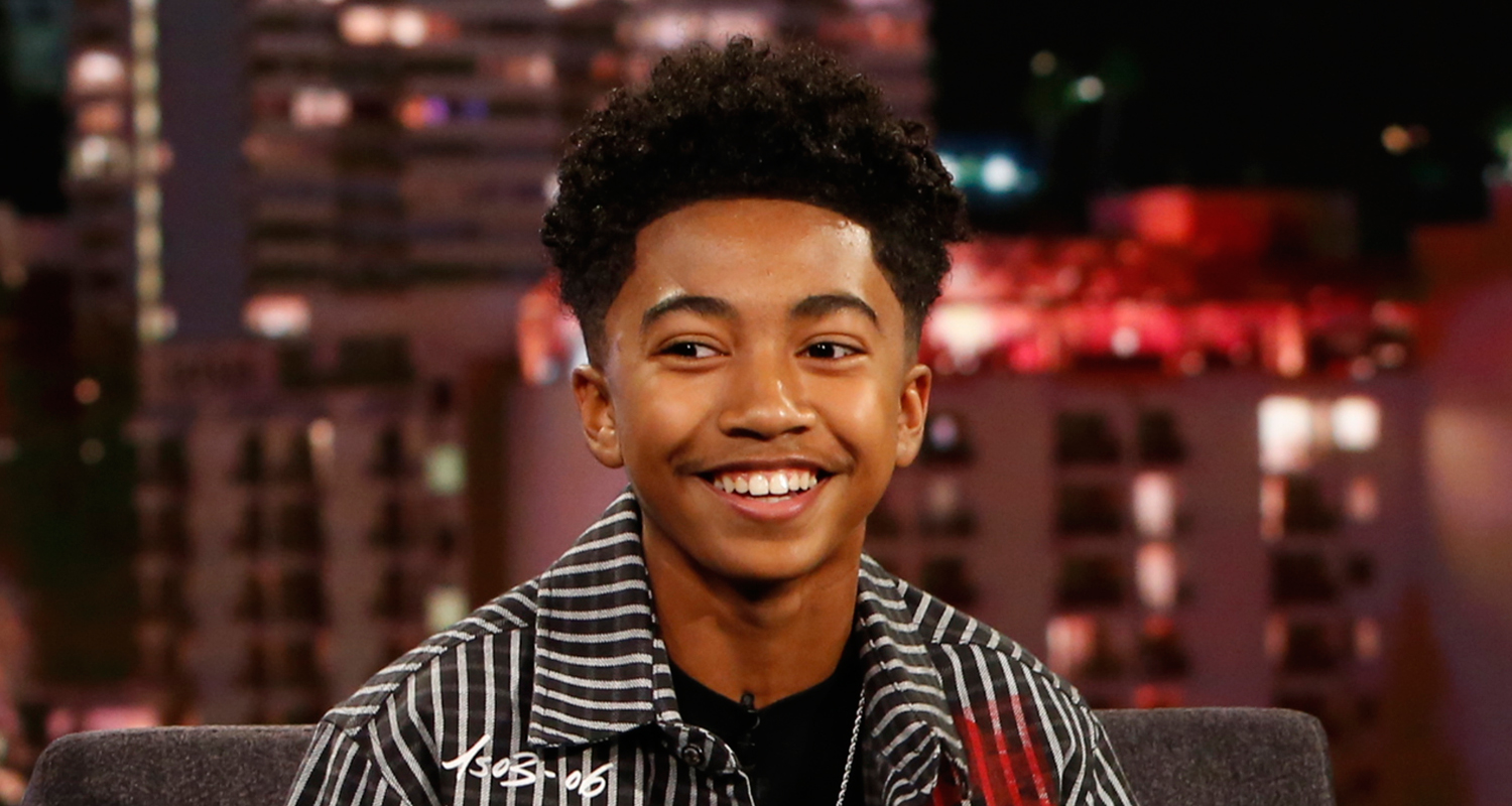 Young Miles Brown at Jimmy Fallon show with a smile on his face