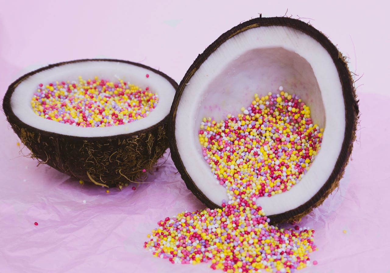Sliced Coconut with Candies