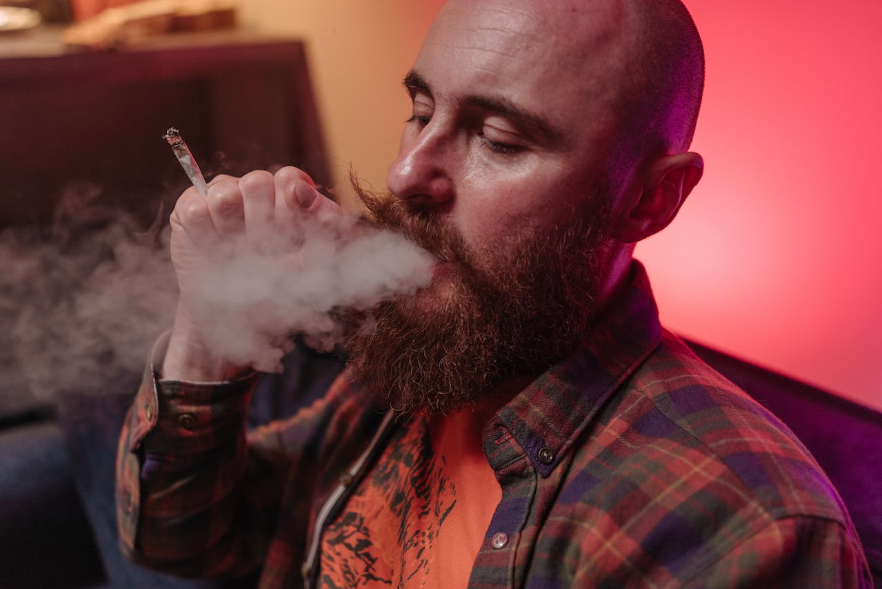  Man Smoking a Joint