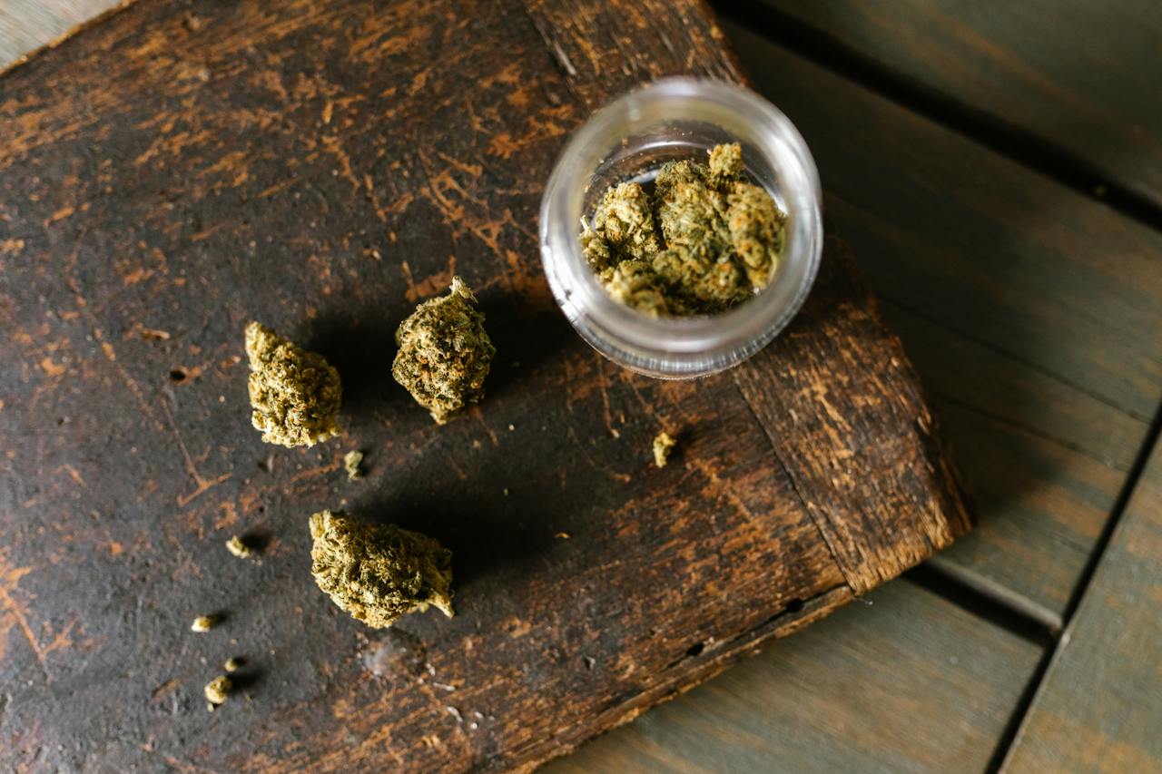 Marijuana on Wooden Surface