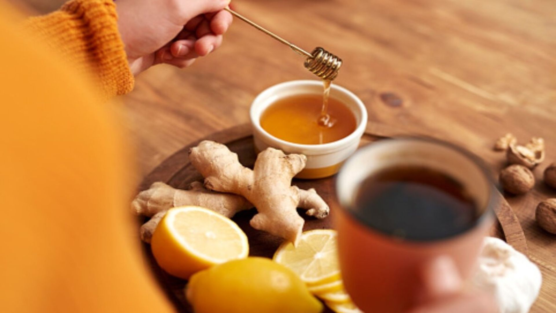 Making Cough Syrup With Honey, Ginger And Lemon